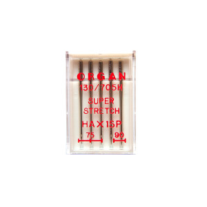 SUPER STRETCH "HAX1SP" ORGAN NEEDLES (ASSORTED SIZES, PACK OF 5)